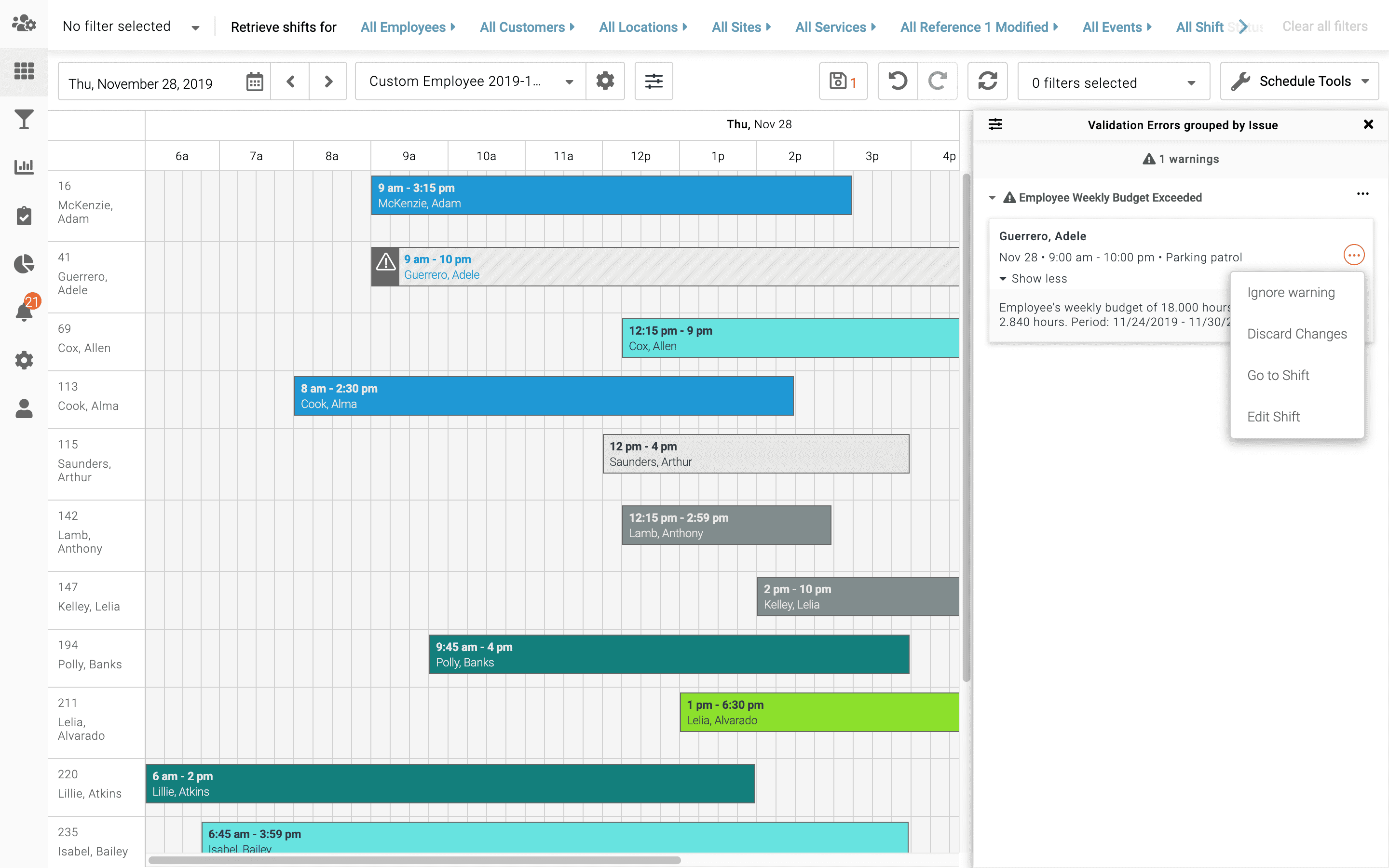 SCHXP link-3 employee scheduling software group view